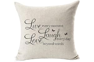 Dozili Live Laugh Love butterfly Cotton Linen Square Throw Waist Pillow Case Decorative Cushion Cover Pillowcase Sofa 18"x 18"