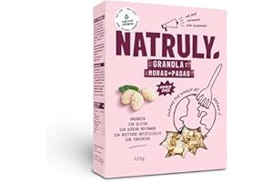 NATURAL ATHLETE Granola BIO NATRULY, Frutos Secos y Semillas Sin Cereales, Sin Gluten y Sin Azúcar Refinado, Vegana, Sabor Moras y Pasas -325g