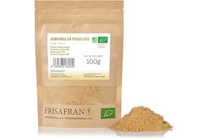 FRISAFRAN | Jengibre en Polvo BIO 100g | Digestivo | Especia Natural | Fuente de energía | sin aditivos | jengibre-ecológico | Molido | deshidratado sin azúcar | Origen India