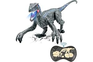 SNADER Dinosaurier Ferngesteuert Leuchtend, Dinosaurier Spielzeug 2.4G RC Elektrospielzeug, Dino Spielzeug mit Gehen und Brüllen T-Rex Kopfschüttelfunktionen Für Jungen Mädchen