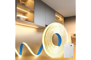 BRIMETI COB LED Strip Batteridriven LED Remsa 5V 1M Varmvit 3000K 320LEDs/m Flexibel Självhäftande Band Remsa för Sovrum Kök