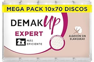 Demak'Up Expert 10x70 - Discos de algodón desmaquillantes Redondos - Fibra de Algodón Natural sin blanquear - 700 Discos de algodón