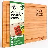 Bamboo Cutting Board, Extra Large 45x30 cm, Juice Slot | Organic and Sustainable Bamboo, BPA Free, Protects the Edge of the K