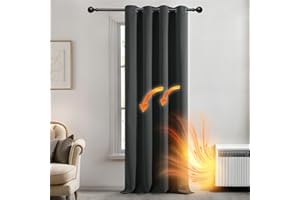 ‎DECONOVO Deconovo Vorhänge Blickdicht Verdunklungsvorhang H214 x B132 cm Gardine mit Ösen Raumteiler Vorhang Wohnzimmer Thermogardine Wärmeisolierung Dunkelgrau, 1 Stück