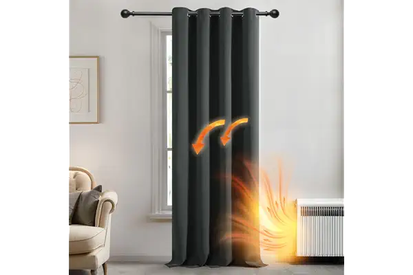 Deconovo Cortinas Dormitorio Salon Opacas Moderna con Ojales, Cortinas Termicas Aislantes Frio y Calor 140x240 cm(Ancho x Alto) Gris Oscuro, 1 Pieza