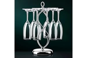 TENINE Copa de Vino partidario, Estante de Vidrio de Vino Mesa Copa de Vino Rack 6 Copa de Vino Soporte de Almacenamiento/Independiente para Copas Accesorio de Soporte (8" patrón)