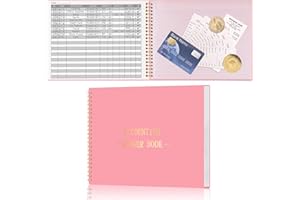 HAUTOCO Accounts Book for Finance Bookkeeping, Accounting Ledger Book for Small Businesses and Home Budget Tracking, Income and Expense Log Books - 257 x 200 mm (Pink)