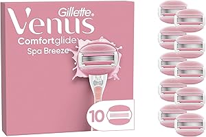 Gillette Venus ComfortGlide Breeze Pour Femme, 10 Recharges De Lames, AUTHENTIQUES, Barres Parfumées, Sans Besoin De Gel A Raser, Cartouches A 3 Lames Conçus Pour Corps Et Poils