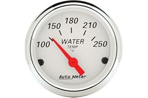 Auto Meter 1337 Arctic White 2-1/16" Short Sweep Electric Water Temperature Gauge