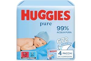 Huggies Pure Salviette Umidificate per Bambini, 12 Pacchi da 56 Pezzi (3+1)