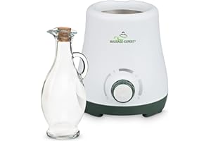 ‎MASSAGE-EXPERT Massageöl-Wärmer mit Glaskaraffe, Massageöl in nur 5 Minuten angenehmen erwärmen, stufenloser Erwärmer von 0 bis 100 °C