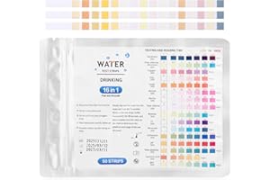 ZHUFAS 50PCS Wassertester Trinkwasser 16-in-1 Trink- und Aquarienwasser-Testkit Schnell und genau pH, Chlor, Härte, Blei, Kupfer und mehr für Haus, Pool, Hydroponik, Urin, Brunnen und Leitungswasser