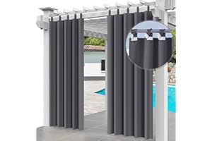Ferocity Rideau Extérieur Imperméable 2X 220 x 155 cm Coupe-Vent Protection UV Rideau pour Facade Avant de Pergola Cabana pour Jardin Patio (2 Panneaux) Graphite [129]