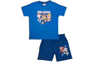 UNITED LABELS Paw Patrol Schlafanzug für Jungen - Kinder Pyjama Set Kurzarm Oberteil mit Hose Blau
