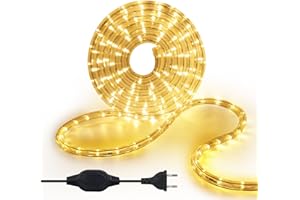 KISUFU 15 m LED Strip Rope Lights, 220 V LED Light Tube Outdoor, 240 LEDs/m Indoor Warm White LED Fairy Lights for Garden Decoration, Outdoor LED Lights, Waterproof LED Tube