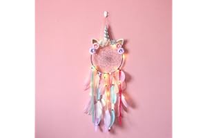 JZK Violet Attrape rêve Licorne avec Lumineux pour Filles, Attrape rêve Plume avec LED pour décoration de Chambre à Coucher, Cadeau d'anniversaire pour Filles