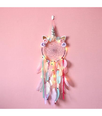 Attrape-Rêves Faits Main - Décoration Murale Chambre - Plumes Naturelles - Perles - Style Bohème - Cadeau Enfant, Déco Maison