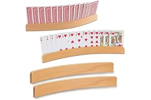 QLEBAO Spielkartenhalter für Spielkarten - 4 Stück Spielkartenständer aus Holz, Länge Kartenhalter je 33 cm
