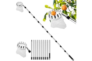 Fruktplockare, 4,2 meter äppelplockare körsbärsplockare med teleskophandtag | Frukt plockningshjälp för citrus päron körsbär päron persika plommon plockare med bomullspåse