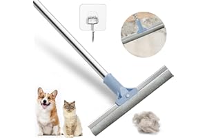 CHARFIA Lint Remover Carpet Scraper Tool, 30cm Wide Long Handle Carpet Rake, Carpet Hair Remover Tool Pet Hair Remover, Cat Dog Hair Remover for Carpet Lint Remover Tool Brush Broom