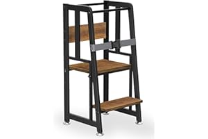 BACEKOLL Toddler Kitchen Stool Helper - Toddler Learning Kitchen Tower for 1-3 Kids, Steel-Wood Toddler Stool for Kitchen Counter & Bathroom - Adjustable Height Standing Tower - Step Stool for Toddler