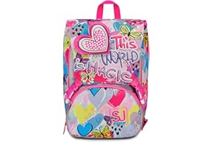 SEVEN SJ Gang Zaino Scuola Estensibile, Rosa, Magicance, Zaino Doppio Scomparto Estensibile Tramite Zip Laterali, Tasca Porta Borraccia, Zaino Scuola Elementare, Zaino Bambina