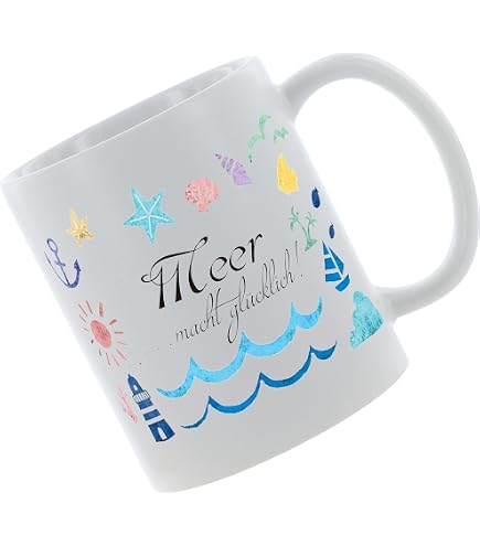 Kilala Ostsee/Nordsee Tasse – Personalisierbar, Maritime Deko, 300 Ml, Keramik, Spülmaschinenfest, Geschenk Für Küstenfans