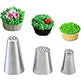 Tabiger Grass Piping Nozzles, 3-Pack Grass Icing Nozzles Set #233#234#234M Stainless Steel Large Piping Nozzles Tips Cake Decorating Tools Kit for Cupcakes Cream DIY Baking