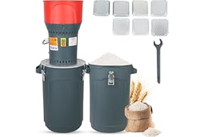DETODDA Elektrische Getreidemühlen, getreidemühle elektrisch für Getreide Mais Getreide Weizen Futtermittel Mühle Mehlmühle mit 7 Größen Grinder Siebe + 1 Schraubenschlüssel (Rot, 25L)
