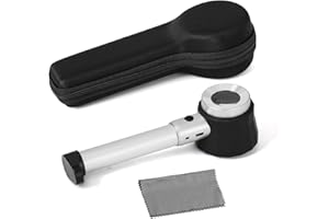 HUNTERBEE Loupe loupe Compte Fil Optique 10 X avec éclairage LED Loupe avec échelle de Mesure, Identification des Bijoux, Identification des Documents, Lecture de Carte