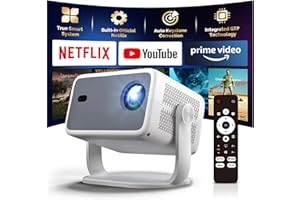 ENUOSUMA [Netflix Licensed] Smart Protable Projector 4K 1080P Projector with Wifi6 BT5.2, Auto Focus Auto Keystone Correction Movie Projection for Home Theater/Outdoor 360 Degrees