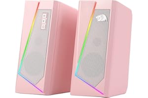 Redragon GS520 Altoparlanti da scrivania RGB, altoparlante stereo a 2.0 canali per computer con 6 modalità LED colorati, suono migliorato e controllo del volume di facile accesso, alimentato da USB