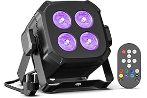 Oloaxolx 4 x 8W RGBW 4 en 1 LED Par Mini luces de escenario con DMX512, control por sonido, foco Par de 4/8 canales para hogar, fiestas, espectáculos y eventos (1 pieza)