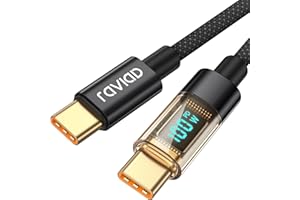RAVIAD 100W USB C auf USB C Kabel, 1.2M 5A Schnellladekabel Ladekabel PD QC3.0 with LED Display für iPhone 16/15 Pro Max, Samsung Galaxy S24/S23/S22/S21, Pad Pro, MacBook Air, Tablets, Huawei, Pixel
