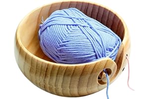 AMZTEMU Ciotola per filati in legno per maglieria, Yarn bowl for crochet supporto per filati per lavorare a maglia con coperchio -legno di pino(15 * 8cm)