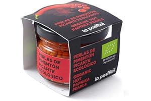 Perlas de Pimentón Picante Ecológico 100% Puro - 50 Gramos - Pimentón Orgánico - Ideal para tus Platos - Libre de OGM - Pimentón Español - Producto Gourmet La Pastora