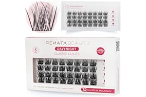 RB RENATA BEAUTY Renata Beauty Pestañas Day2Night - Multipack 32 piezas con Longitudes Mixtas (10mm, 12mm, 14mm), Rizo C, Larga Duración, Fácil Aplicación, Look Natural a Glamuroso, Comodidad Todo el Día