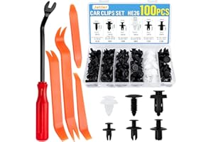 JatilEr 100 sztuk klipsów do karoserii samochodu, 6 rozmiarów, uniwersalne nity nylonowe, czarne, plastikowe klipsy do zderzaka samochodu, klipsy mocujące do panelu drzwi
