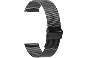 AidorMax Cinturino 22 mm in Acciaio Inossidabile a Maglia, Cinturini di Ricambio Regolabili a Sgancio Rapido per Smartwatch e Orologi da Polso Uomo Donna (22 mm, Nero)