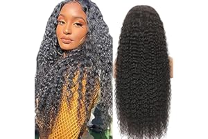 Weeybay Echthaar Perücke für Damen Perücken Deep Wave Human Hair Wig 4X4 Lace Closure Natural Black 150% Density Unprocessed Remy Hair Glueless for Woman 20 Zoll