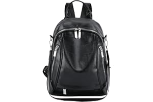Aomiduo Rucksack Damen Lederrucksack Schultasche Rucksack Rücksack Taschen Damen Elegant Backpack Groß Women Wasserdicht Schwarz