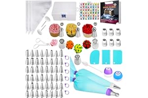 AZOMKER Beccucci Sac a Poche, Sac a Poche Professionali, Bocchette Sac a Poche, Kit Pasticceria Professionale, Set Pasticceria (129 Pezzi)