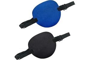 THSIREE 2 Eye Patches Set, Medical Eye Patch Comfortable Pirate Eye Patch, with Adjustable Buckle to Treat Lazy Eye Amblyopia Strabismus for Adults, Black and Blue