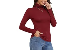 STARBILD Camisa de Manga Larga para Mujer Top de Cuello Alto Jersey Ligero Blusas de túnica Delgadas S-XXXL