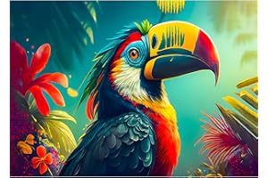 EOBROMD Tucano Diamond Painting, 5D DIY Broderie Diamant Painting Kit Complet Animal, Peinture Diamant Artisanat Strass Point de Croix Painting pour Adultes Enfants, Décoration Intérieur 30x40cm