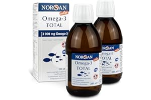 ‎NORSAN NORSAN Premium Omega 3 Fischöl Total Naturell hochdosiert 2er Pack (2x 200 ml) - 2.000mg Omega 3 pro Portion - hochwertiges Öl 1120mg EPA & 536mg DHA und mit 800 IE Vitamin D3