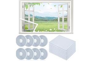 QLFJ-FURDEC 8 Stück Insektenschutz Fenster, Aktualisierung Insektengitter 1,3m x 1,5m mit 8 Rollen Selbstklebendem Klettband, Fliegengitter-Netze (8pcs Weiß, 1,3m x 1,5m)