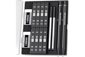 Four Candies 0.5mm Mechanical Pencil Set with Case - 2PCS Metal Mechanical Pencils, 8 Tubes HB #2 Lead Refills, 2PCS 4B Erasers and 18PCS Eraser Refills, School Supplies for Student Writing