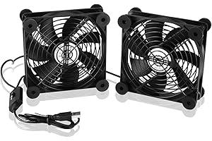 euroharry Ventilateur USB PC 120MM avec Ventilateur USB Double Ventilateur 5V réglable à 3 Vitesses, avec Grille métallique Ventilateur de boîtier 2 en 1 pour pc/Ordinateur Portable