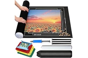 MEISHANG Puzzleunterlage 1500 Teile,Tragbare Puzzles Matte,Puzzlematte Rolle Aufblasbar,Jigsaw Mat,Puzzle Roll Storage Mat